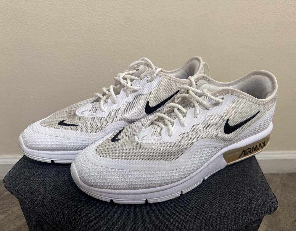 Nike Air Max Sequent 4.5 White/Black Low Top Lace Up Sneakers BQ8824-100